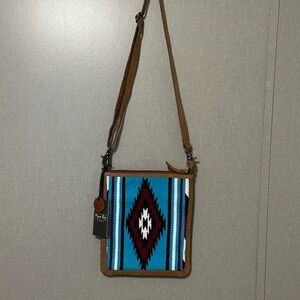 Myra Bag Turquoise and Maroon Patterned Bag